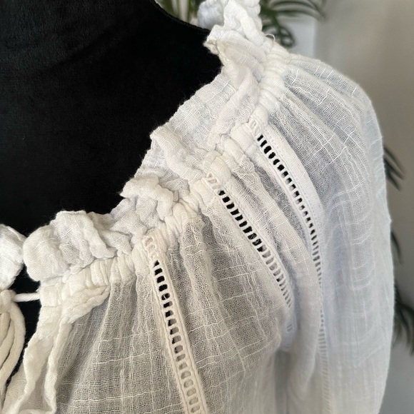 Sundance Linen Blend Ruffle Neck Blouse in size XS - Picture 4 of 9